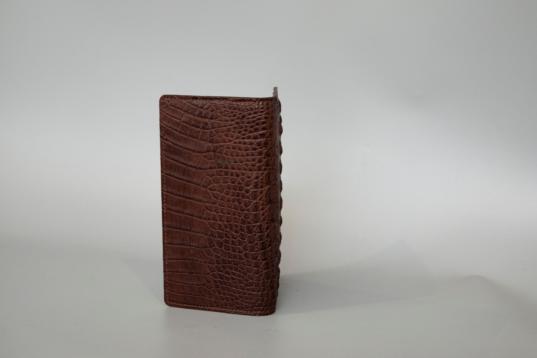 BROWN CROCODILE LEATHER LONG WALLET
