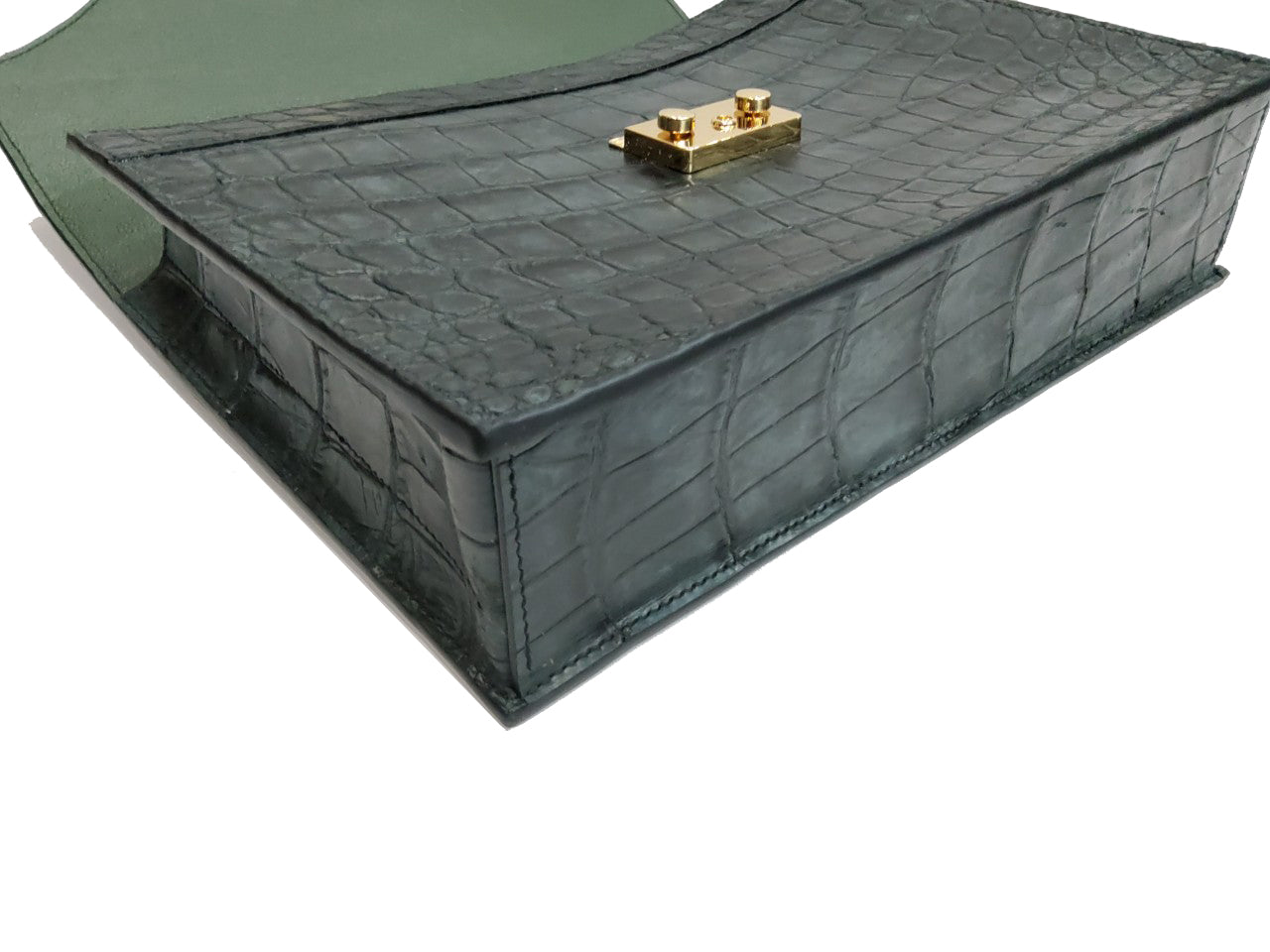BLACK HANDMADE GENUINE CROCODILE LAPTOP BAG