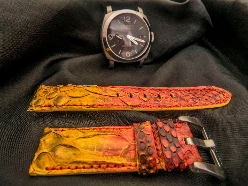 RED&YELLOW PYTHON LEATHER STRAP - Lac Crado