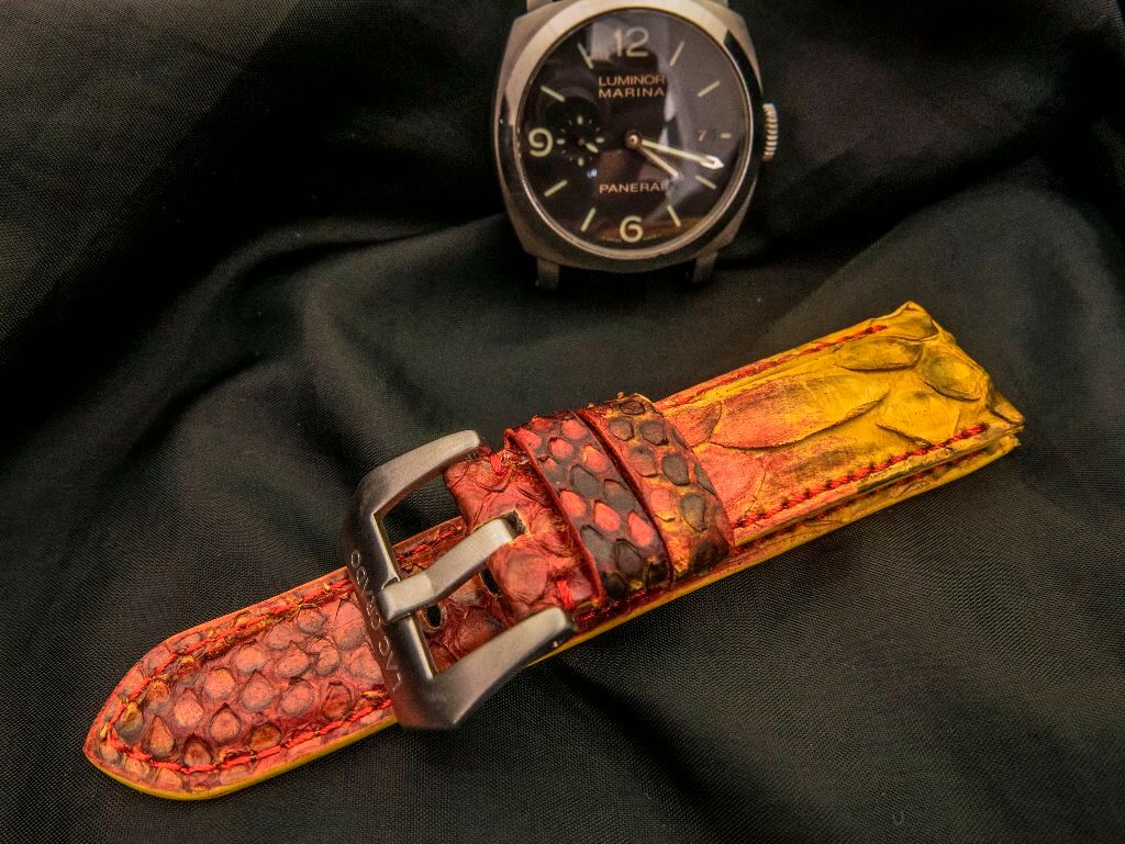 RED&YELLOW PYTHON LEATHER STRAP - Lac Crado