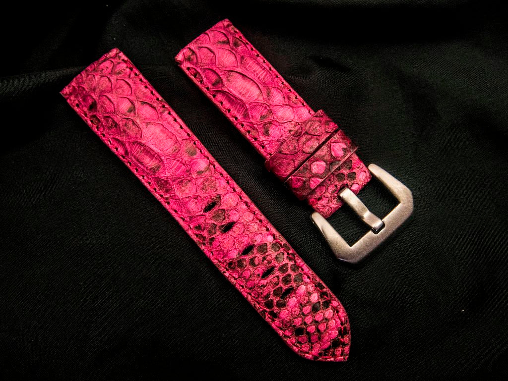 PINK PYTHON LEATHER STRAP - Lac Crado