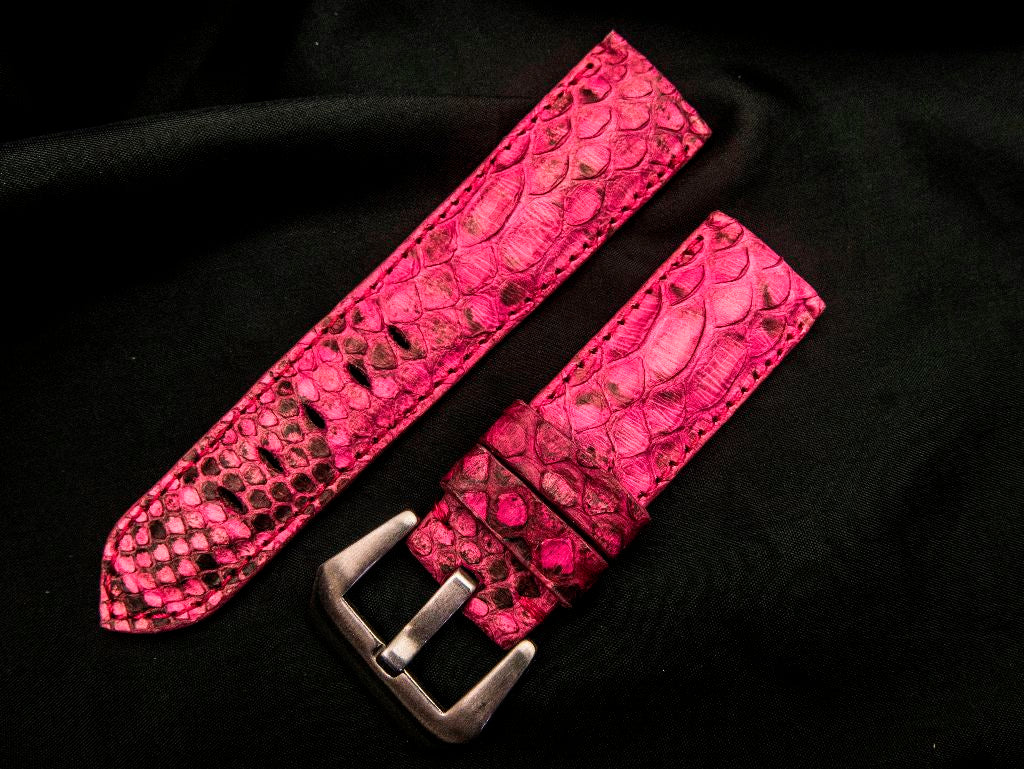 PINK PYTHON LEATHER STRAP - Lac Crado
