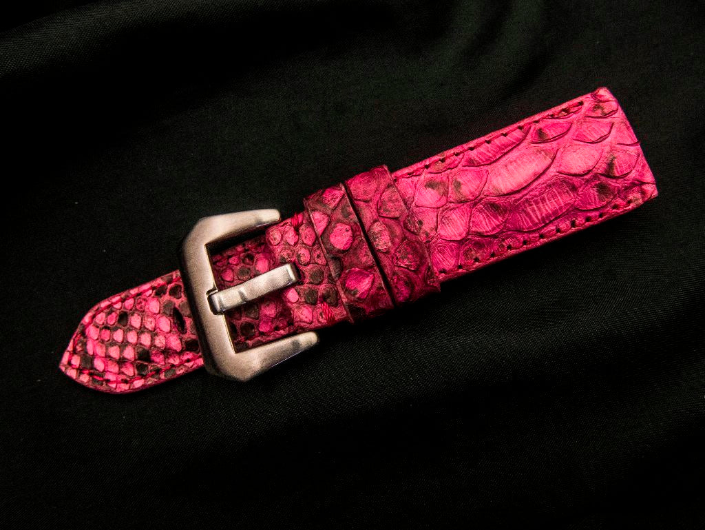 PINK PYTHON LEATHER STRAP - Lac Crado