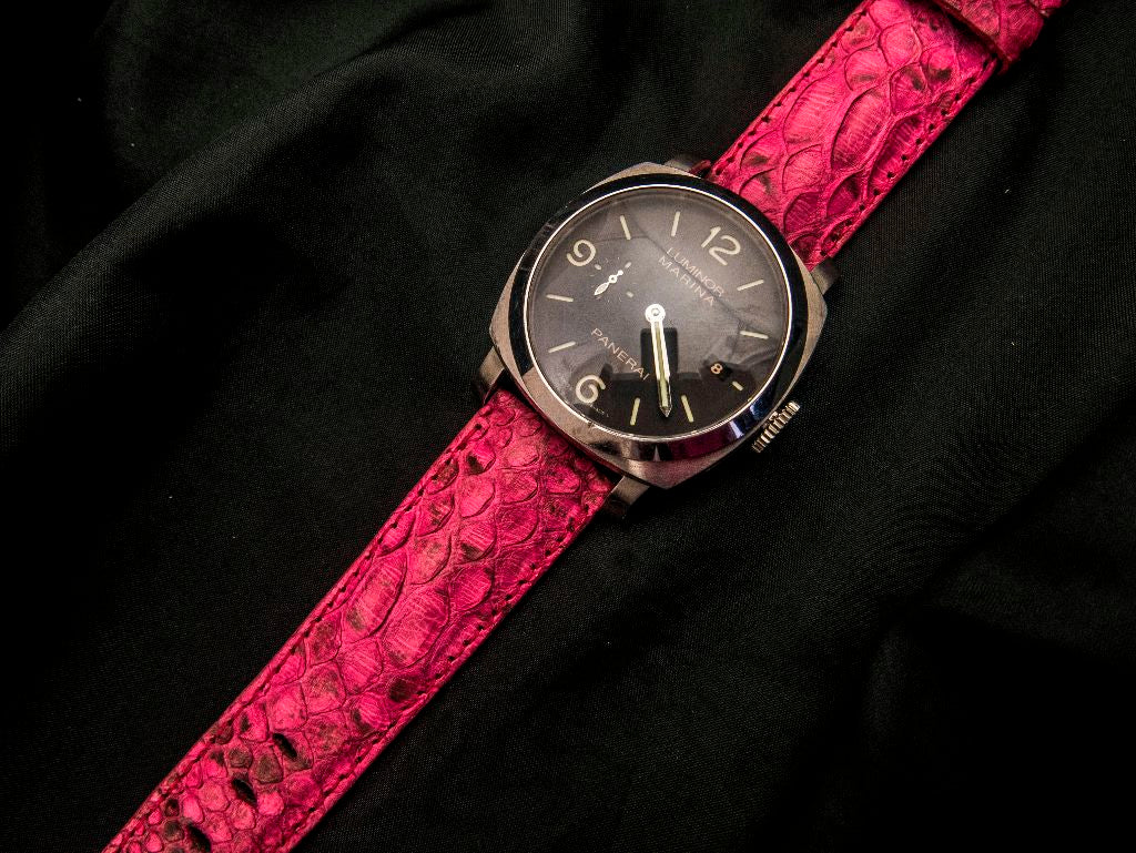 PINK PYTHON LEATHER STRAP - Lac Crado
