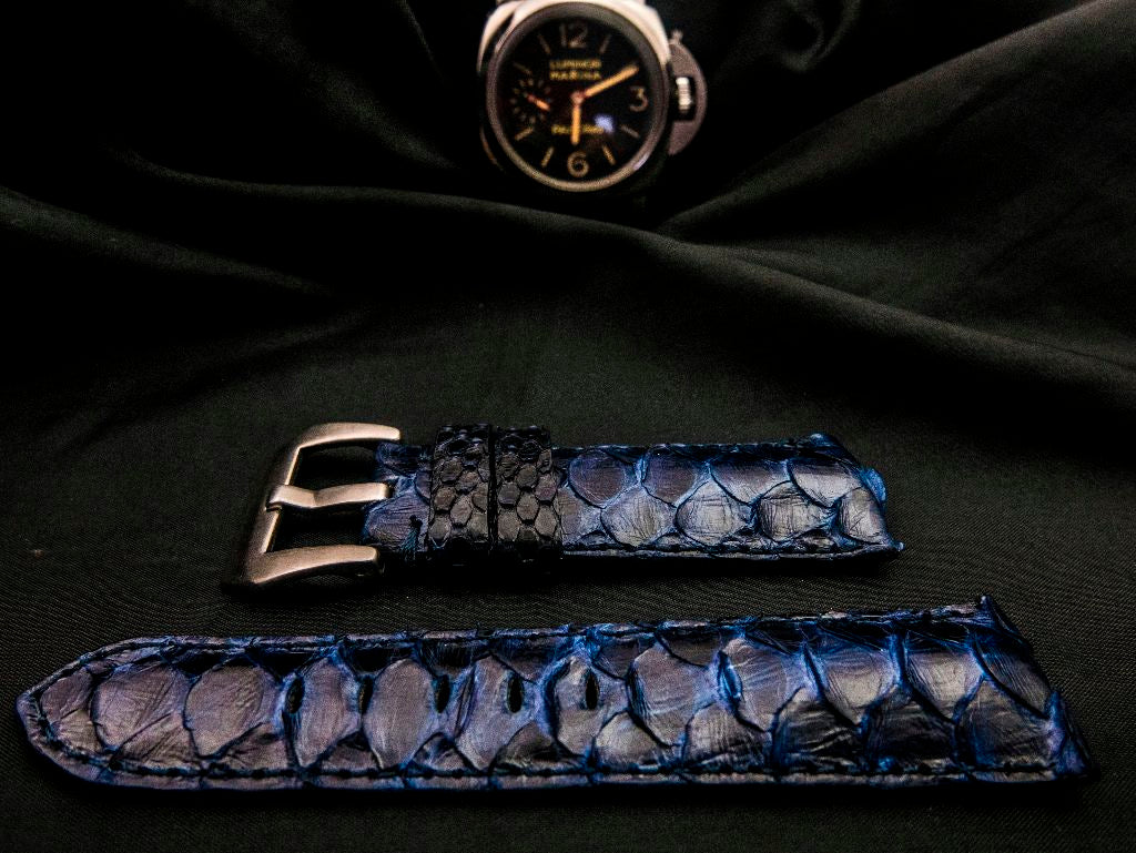 BLUE PYTHON LEATHER STRAP - Lac Crado
