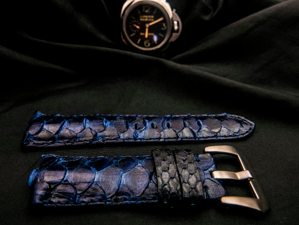 BLUE PYTHON LEATHER STRAP - Lac Crado