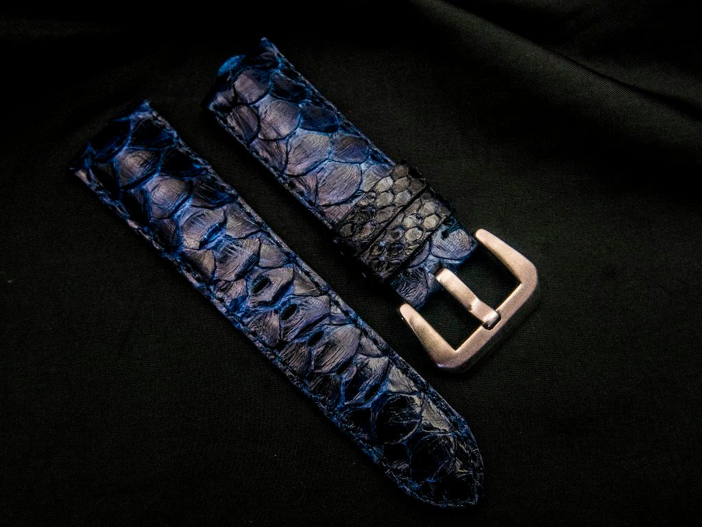 BLUE PYTHON LEATHER STRAP - Lac Crado