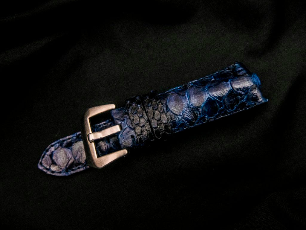 BLUE PYTHON LEATHER STRAP - Lac Crado