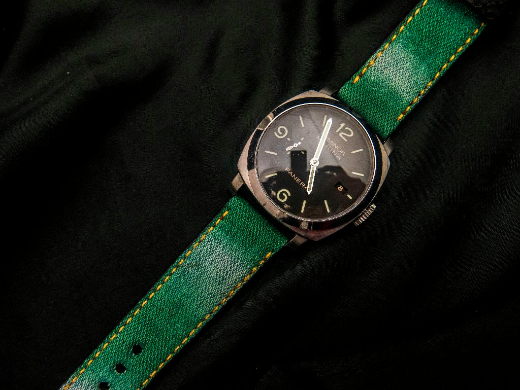 GREEN DENIM LEATHER STRAP - Lac Crado