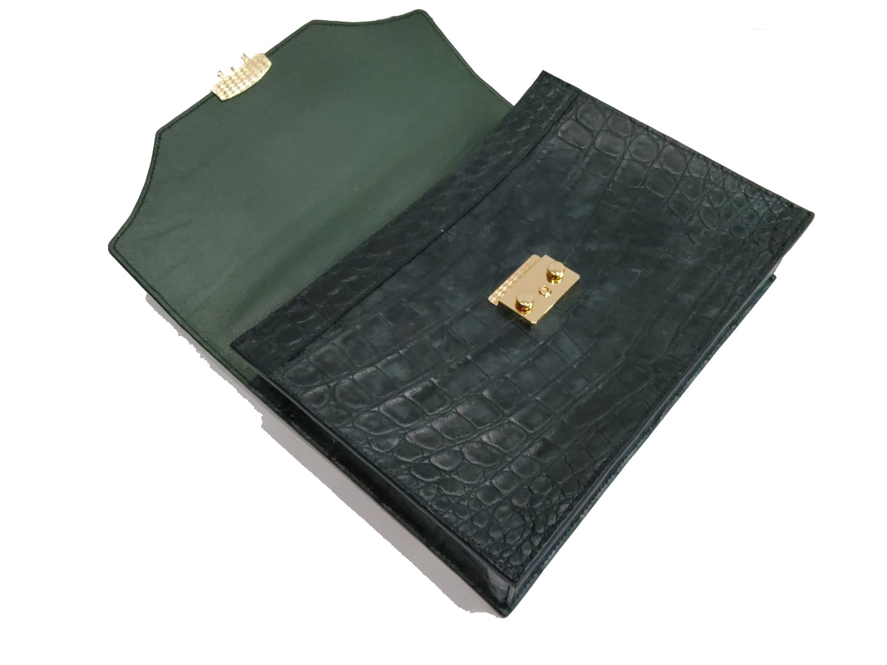 BLACK HANDMADE GENUINE CROCODILE LAPTOP BAG
