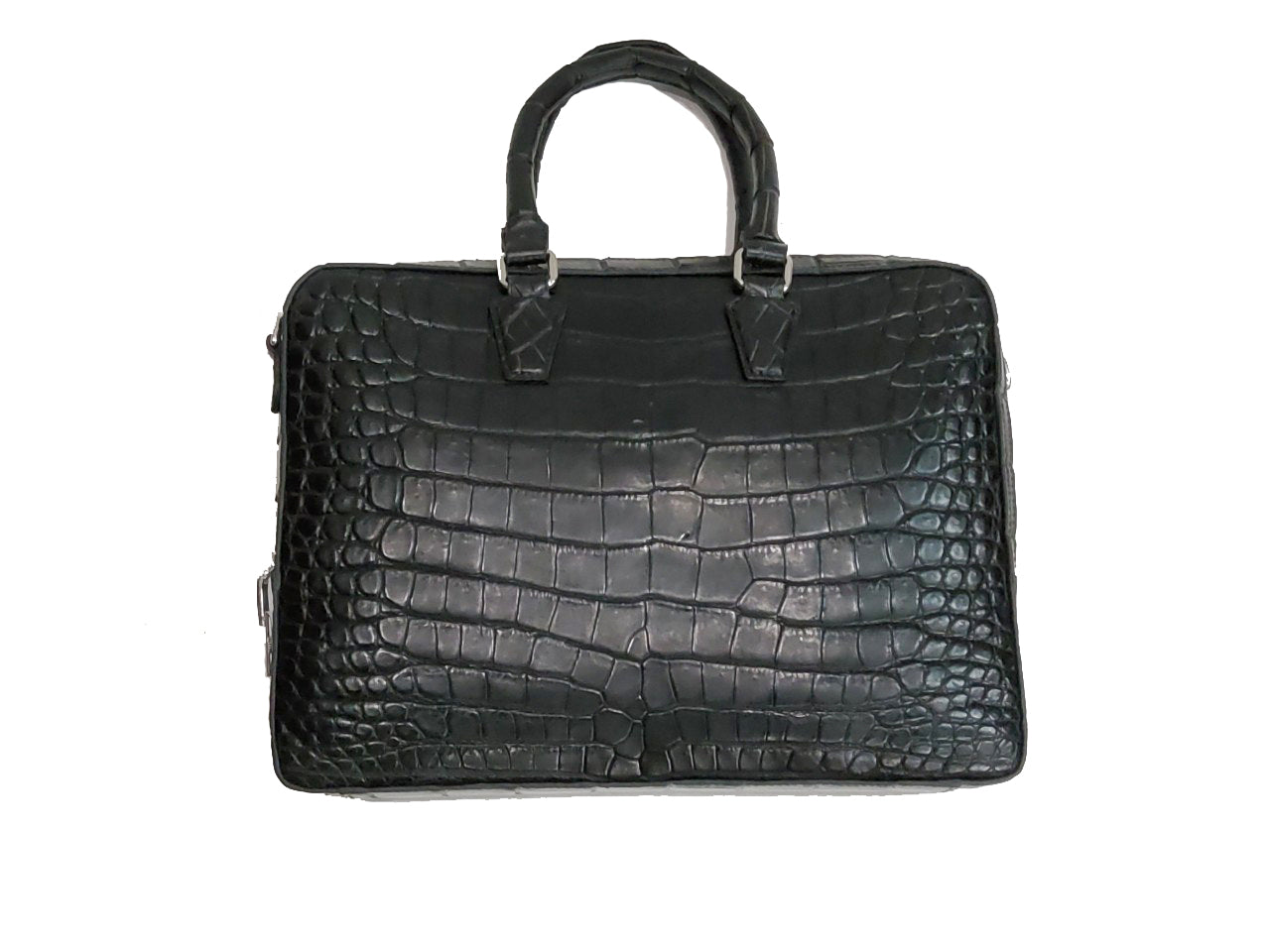 BLACK HANDMADE GENUINE CROCODILE LAPTOP BAG