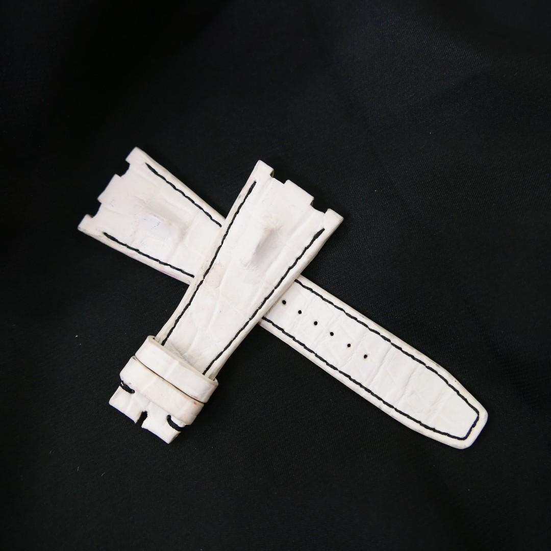 WHITE CROCODILE HORNBACK LEATHER STRAP - Lac Crado