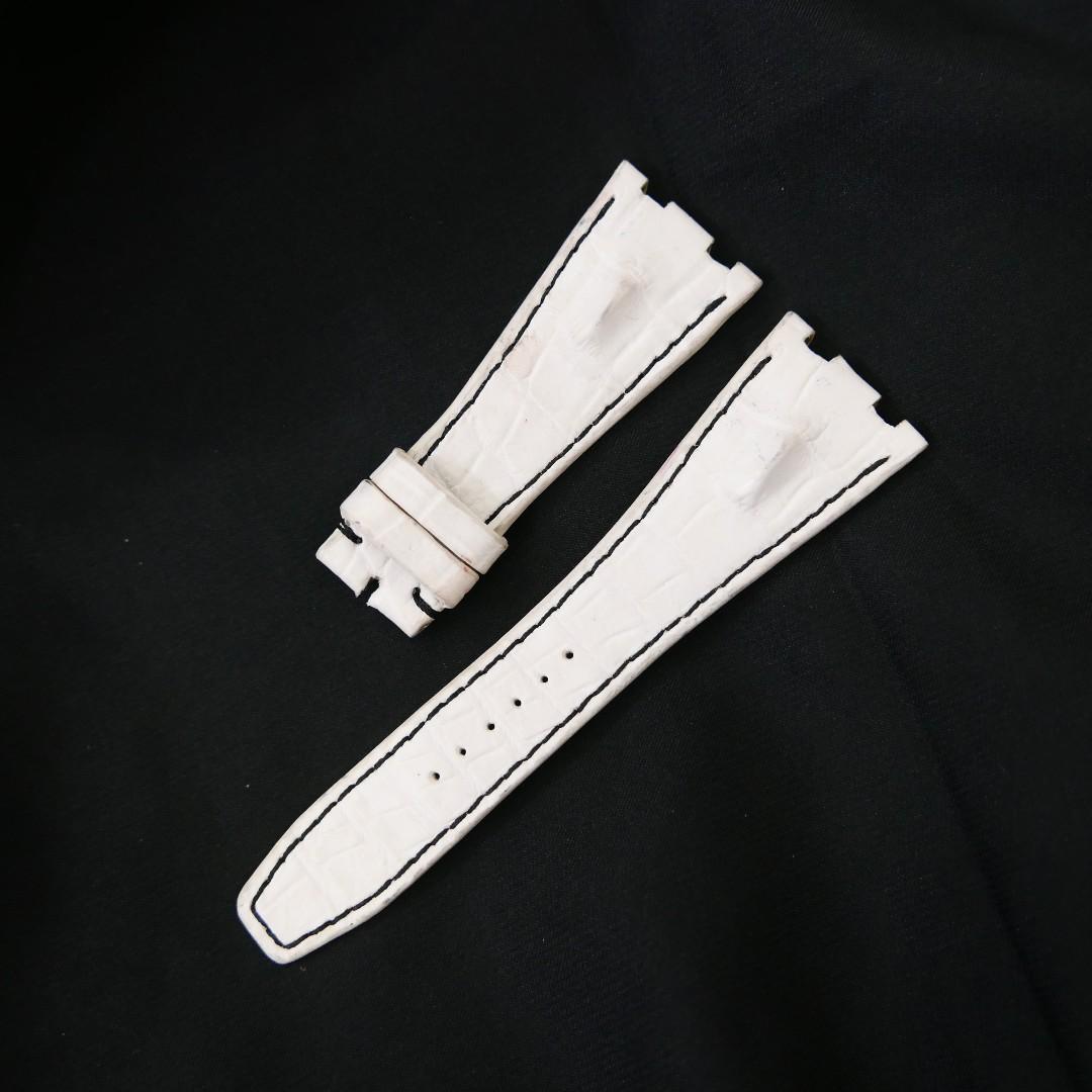 WHITE CROCODILE HORNBACK LEATHER STRAP - Lac Crado