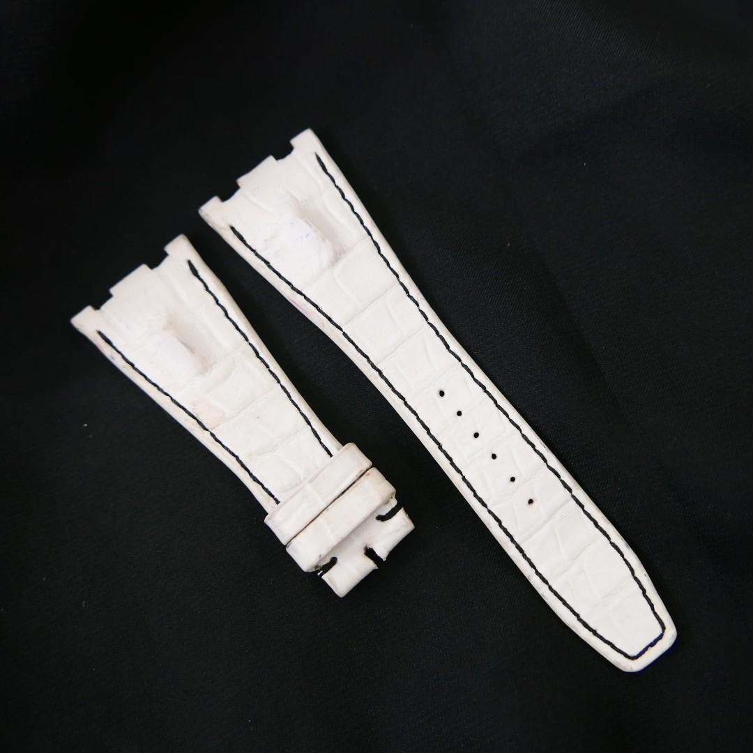 WHITE CROCODILE HORNBACK LEATHER STRAP - Lac Crado