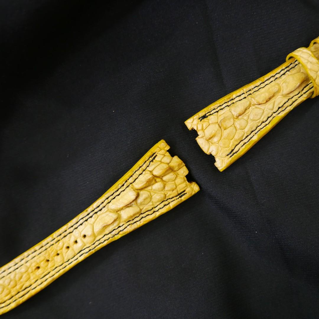 YELLOW CROCODILE HORNBACK LEATHER STRAP - Lac Crado