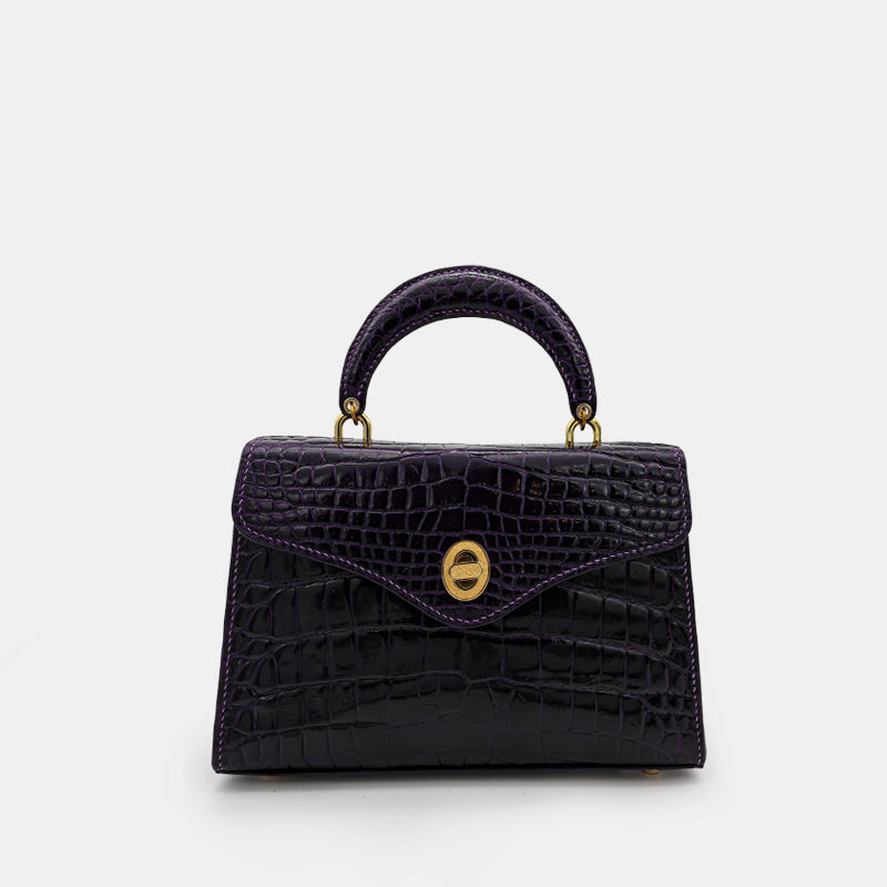 PURPLE HANDMADE GENUINE CROCODILE BAG