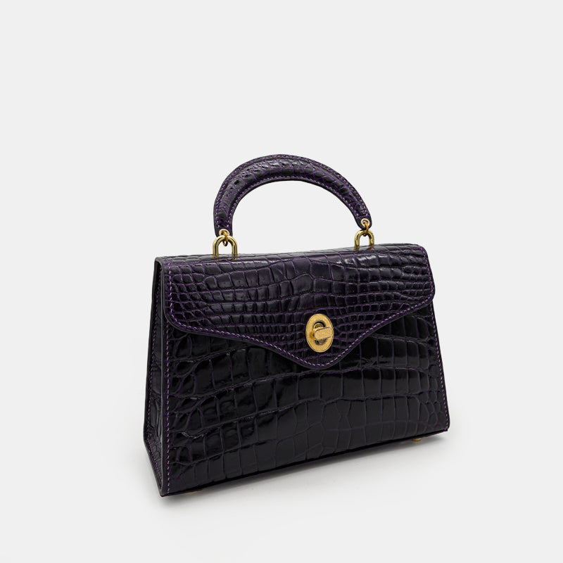 PURPLE HANDMADE GENUINE CROCODILE BAG