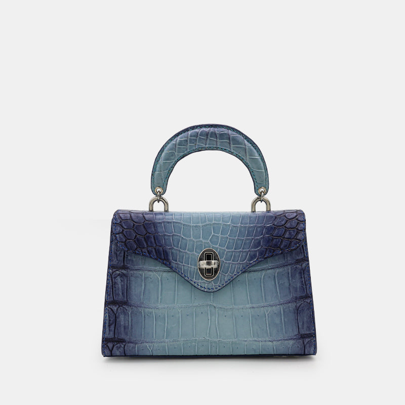 BLUE HANDMADE GENUINE CROCODILE BAG