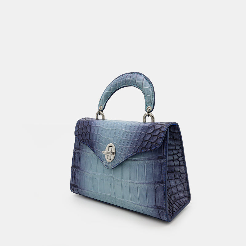 BLUE HANDMADE GENUINE CROCODILE BAG