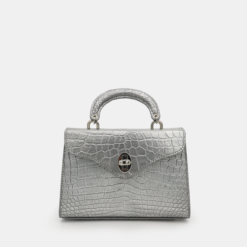 SILVER HANDMADE GENUINE CROCODILE BAG