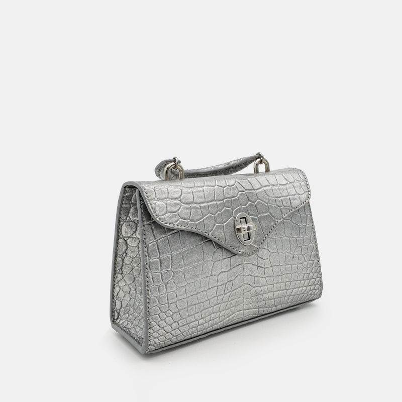 SILVER HANDMADE GENUINE CROCODILE BAG