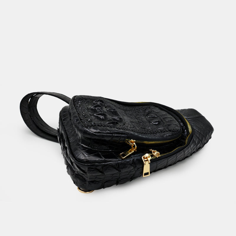 BLACK HANDMADE GENUINE CROCODILE BAG