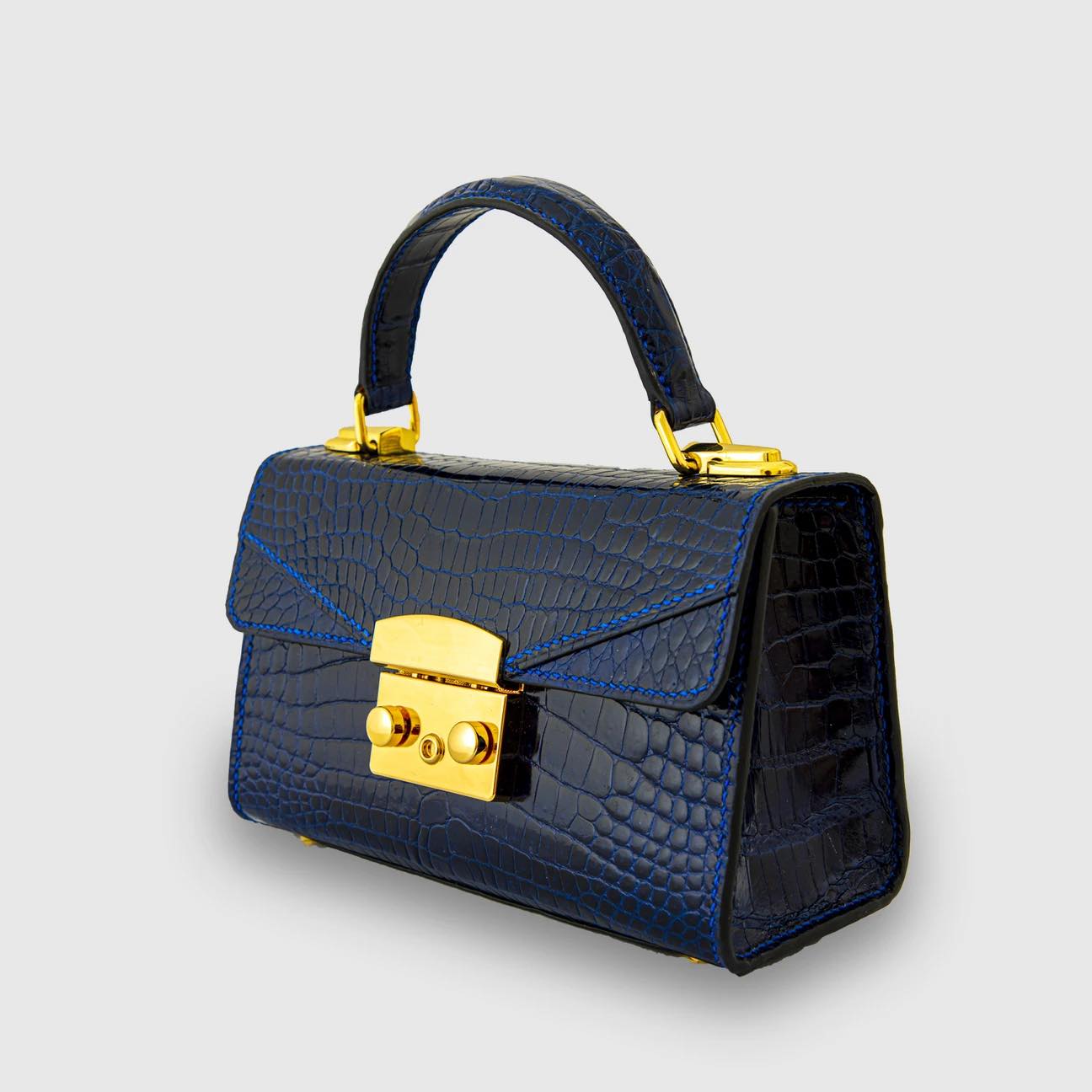 BLUE HANDMADE GENUINE CROCODILE BAG