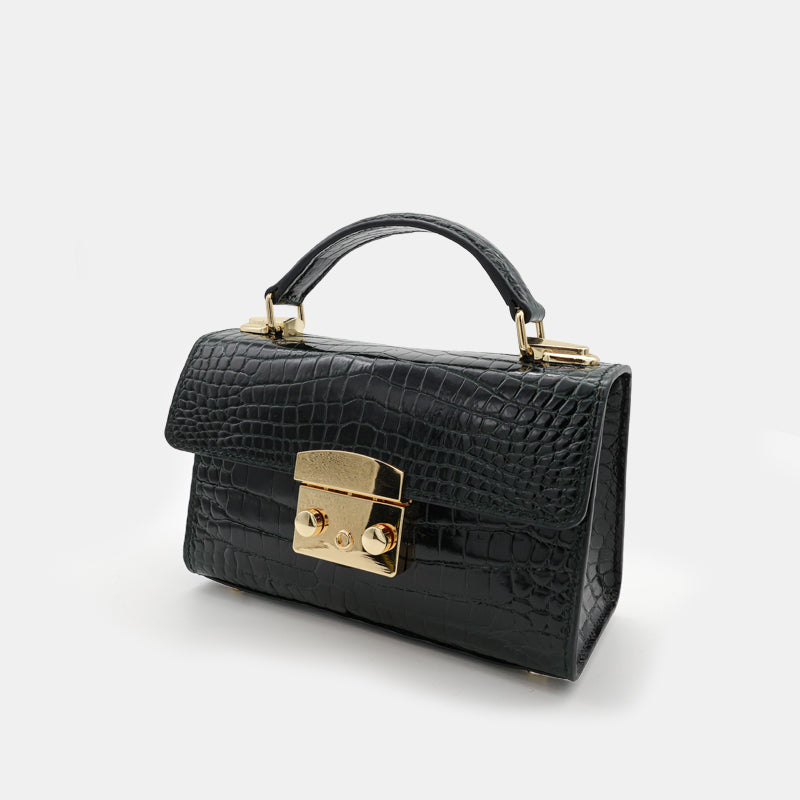 BLACK HANDMADE GENUINE CROCODILE BAG
