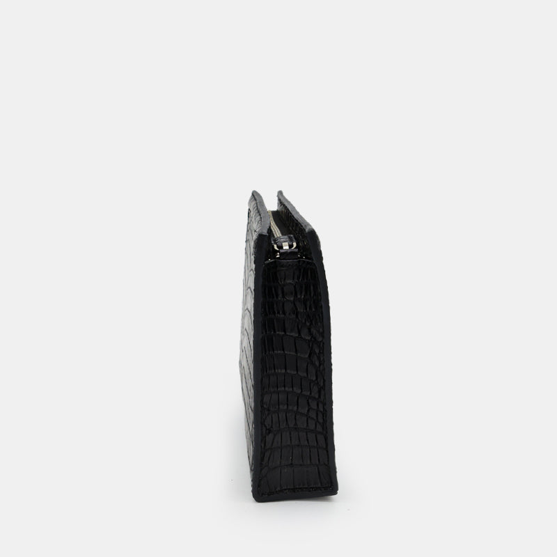 BLACK HANDMADE GENUINE CROCODILE CLUTCH