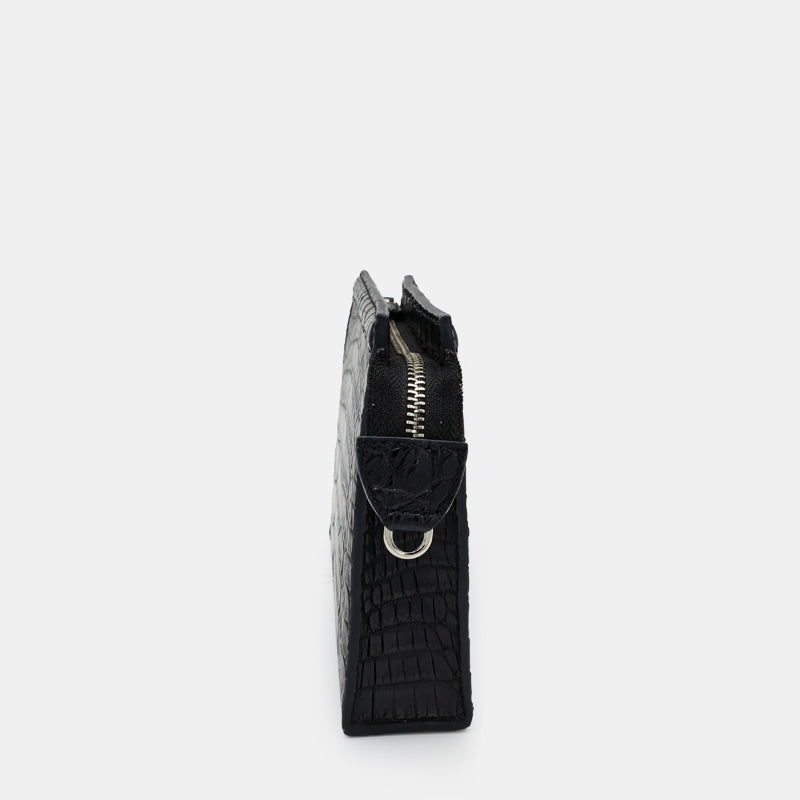 BLACK HANDMADE GENUINE CROCODILE CLUTCH