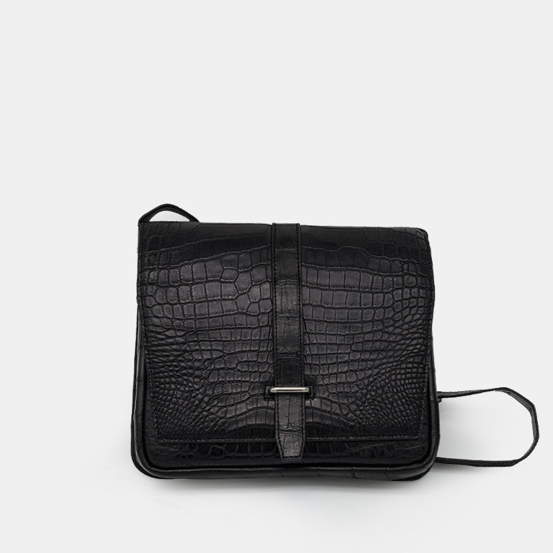 BLACK HANDMADE GENUINE CROCODILE BAG