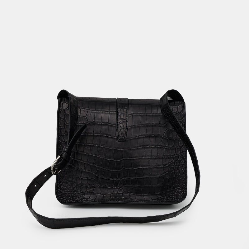 BLACK HANDMADE GENUINE CROCODILE BAG