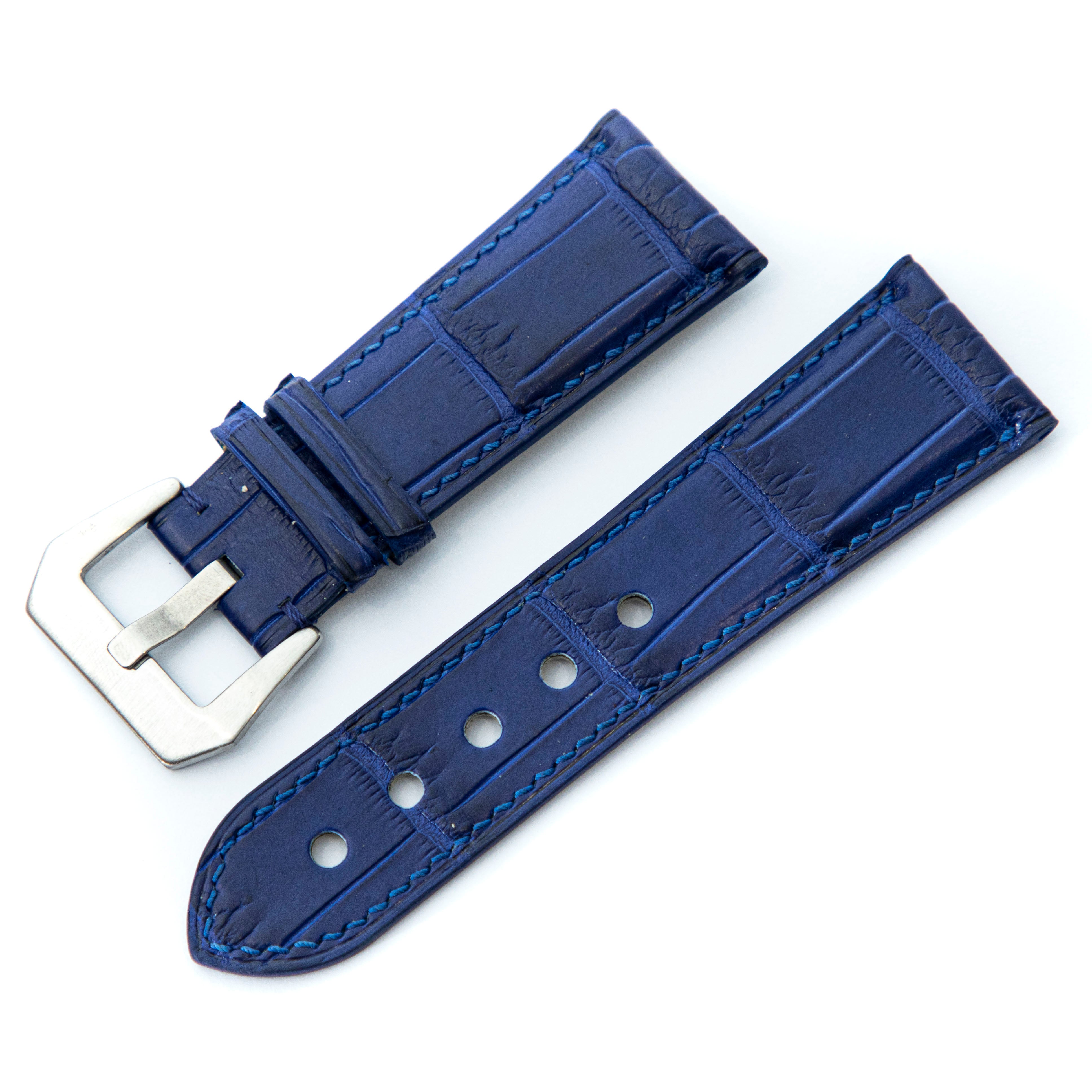 BLUE CROCODILE BELLY LEATHER STRAP