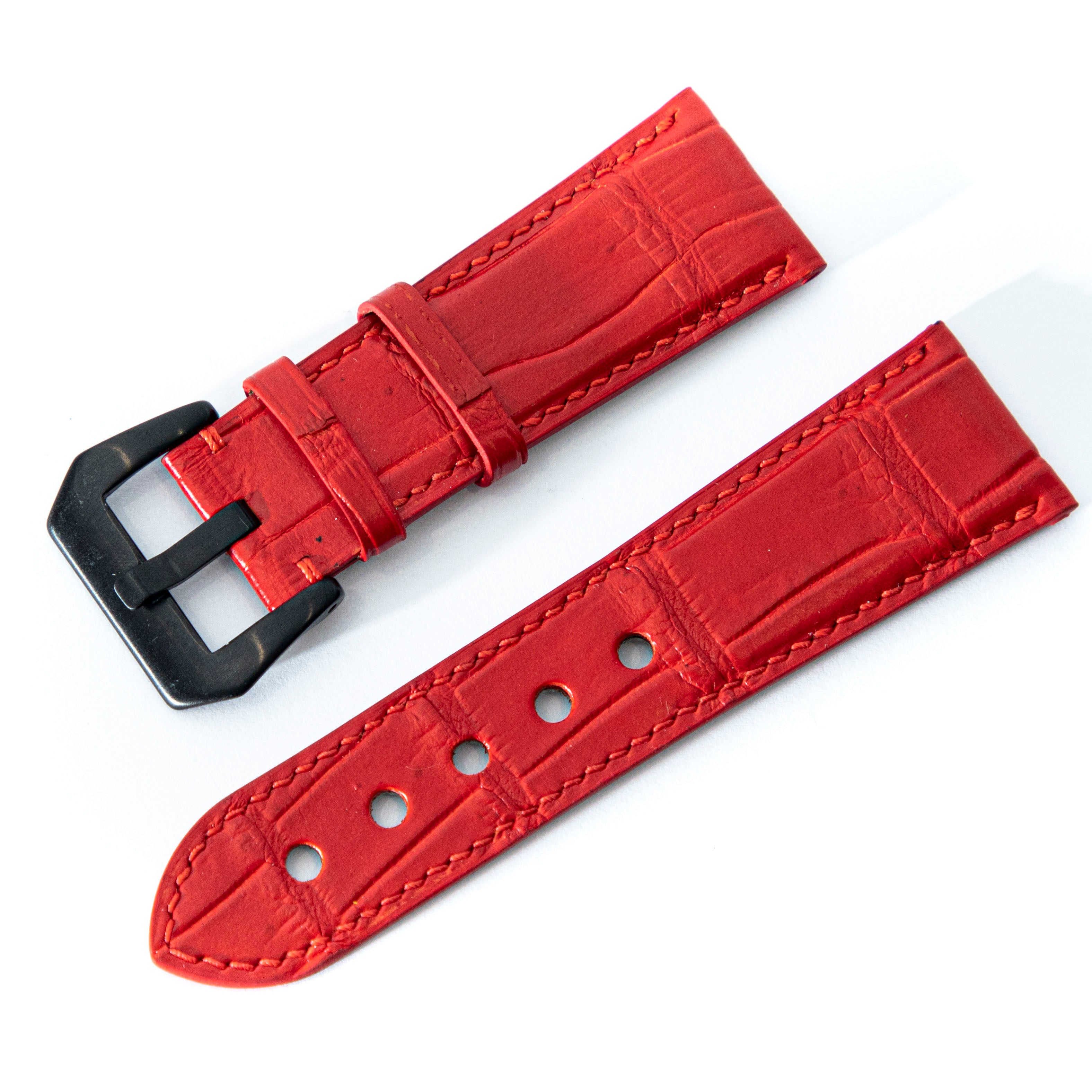 RED CROCODILE BELLY LEATHER STRAP