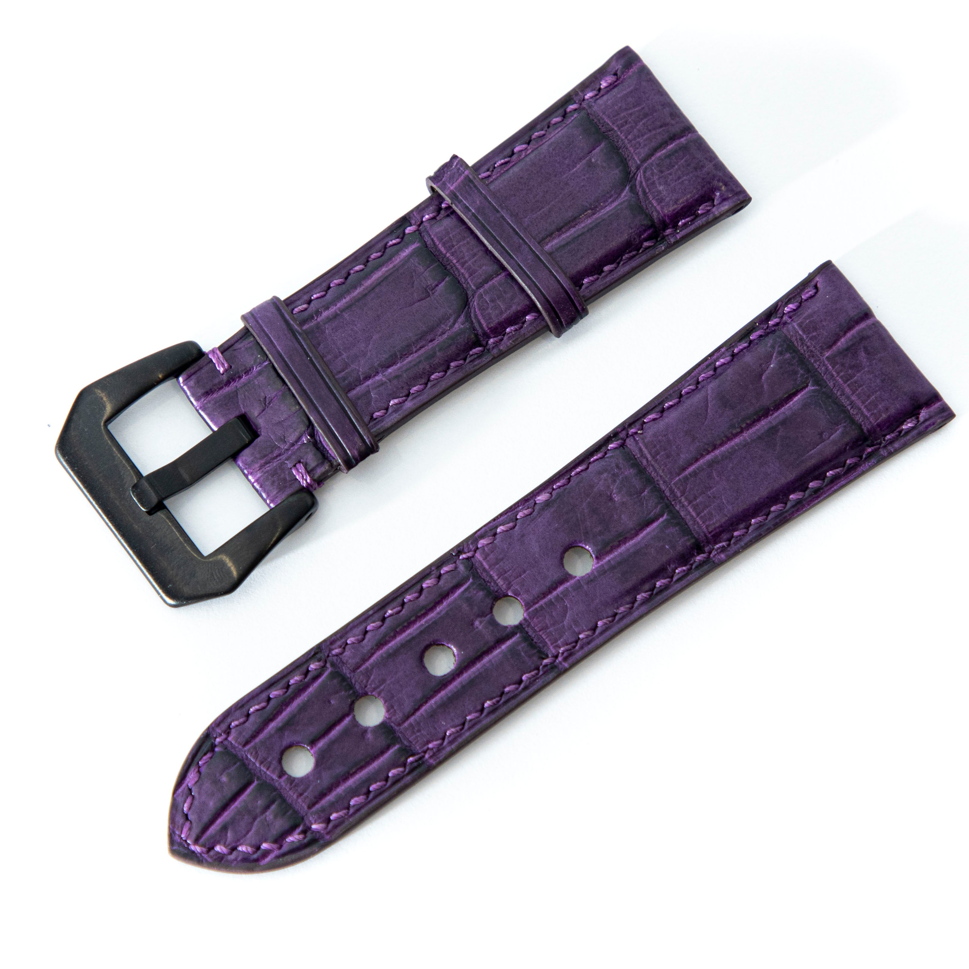 PURPLE CROCODILE BELLY LEATHER STRAP