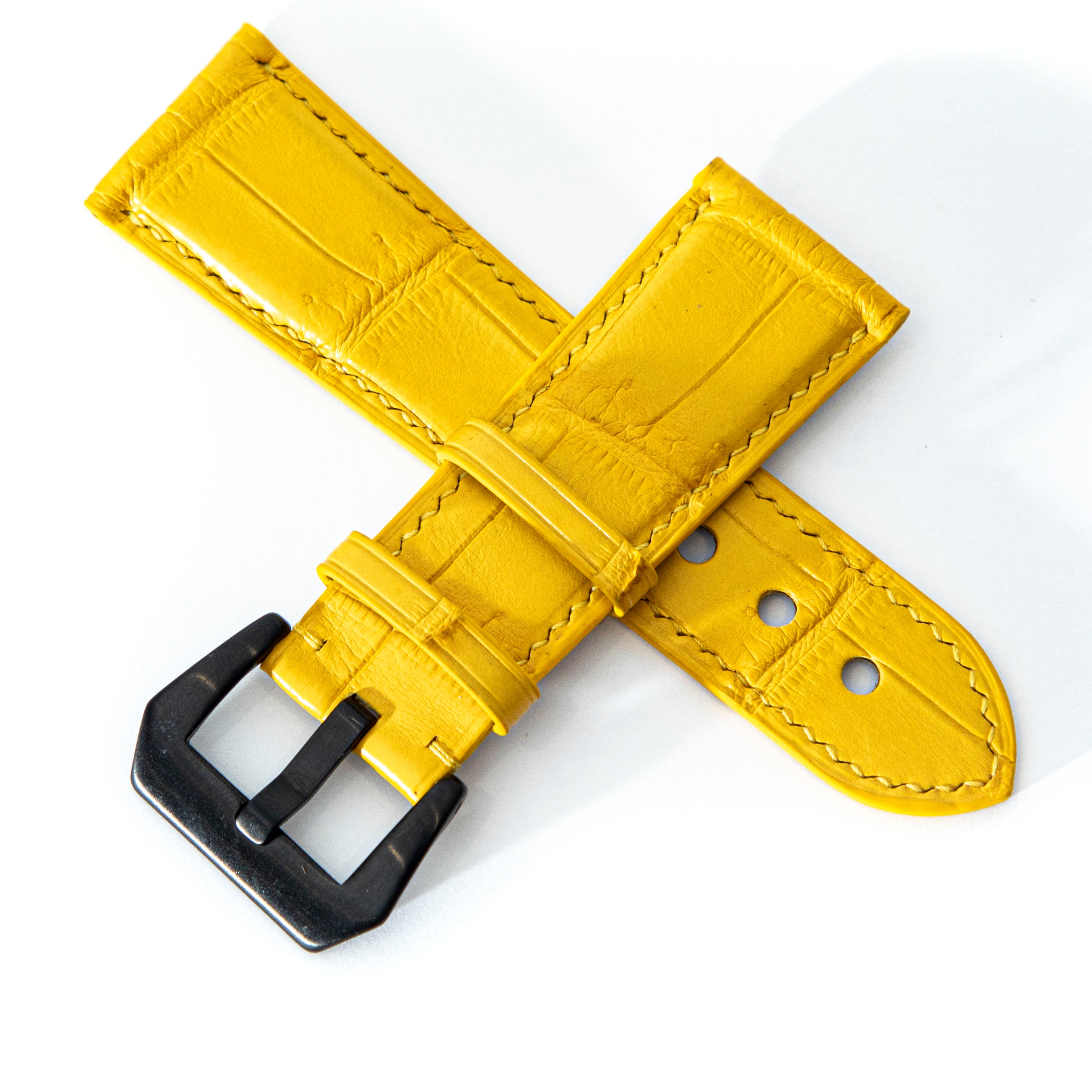 YELLOW CROCODILE BELLY LEATHER STRAP