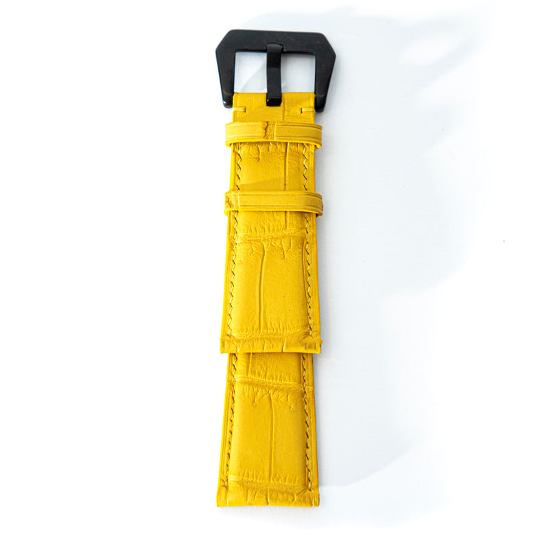 YELLOW CROCODILE BELLY LEATHER STRAP