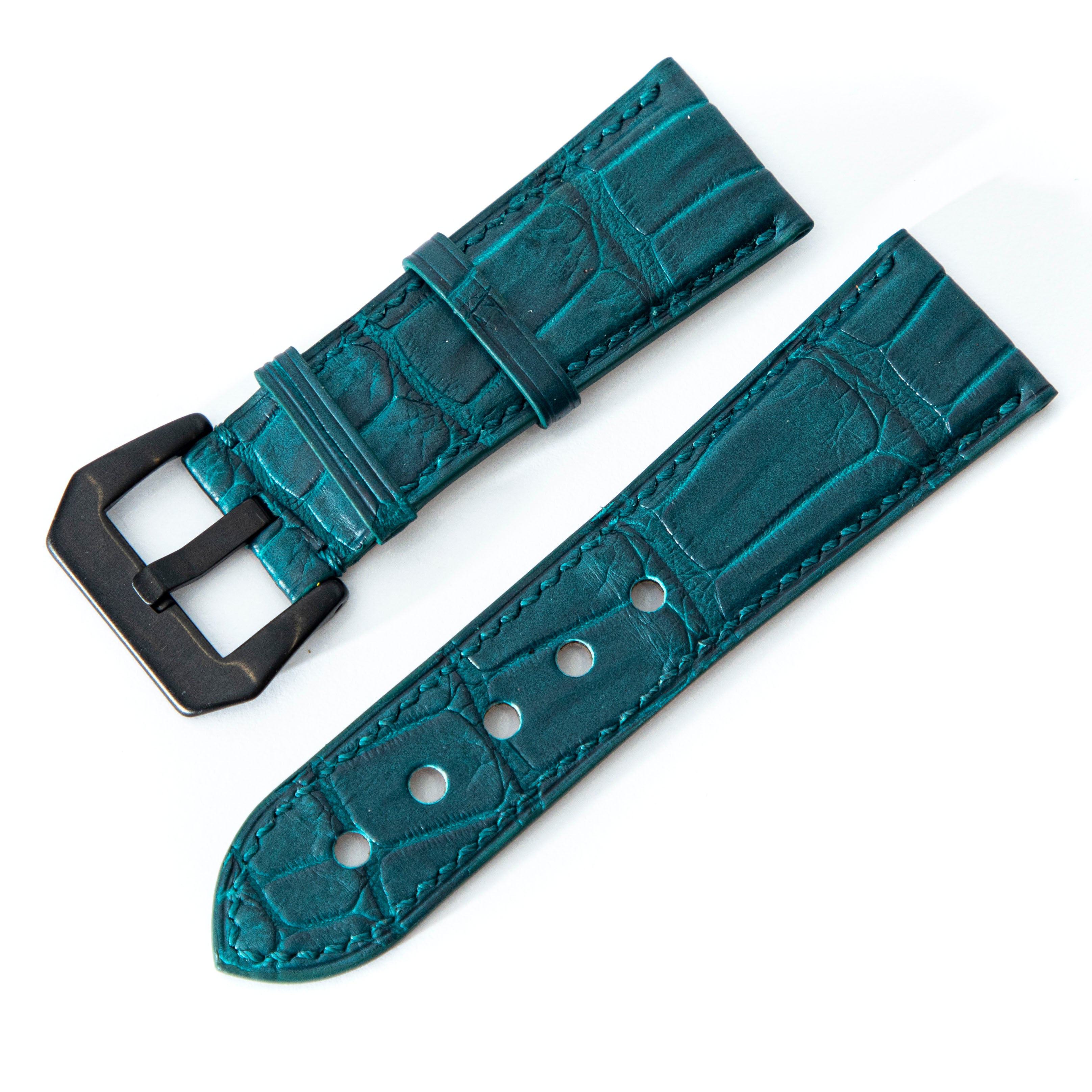 GREEN CROCODILE BELLY LEATHER STRAP