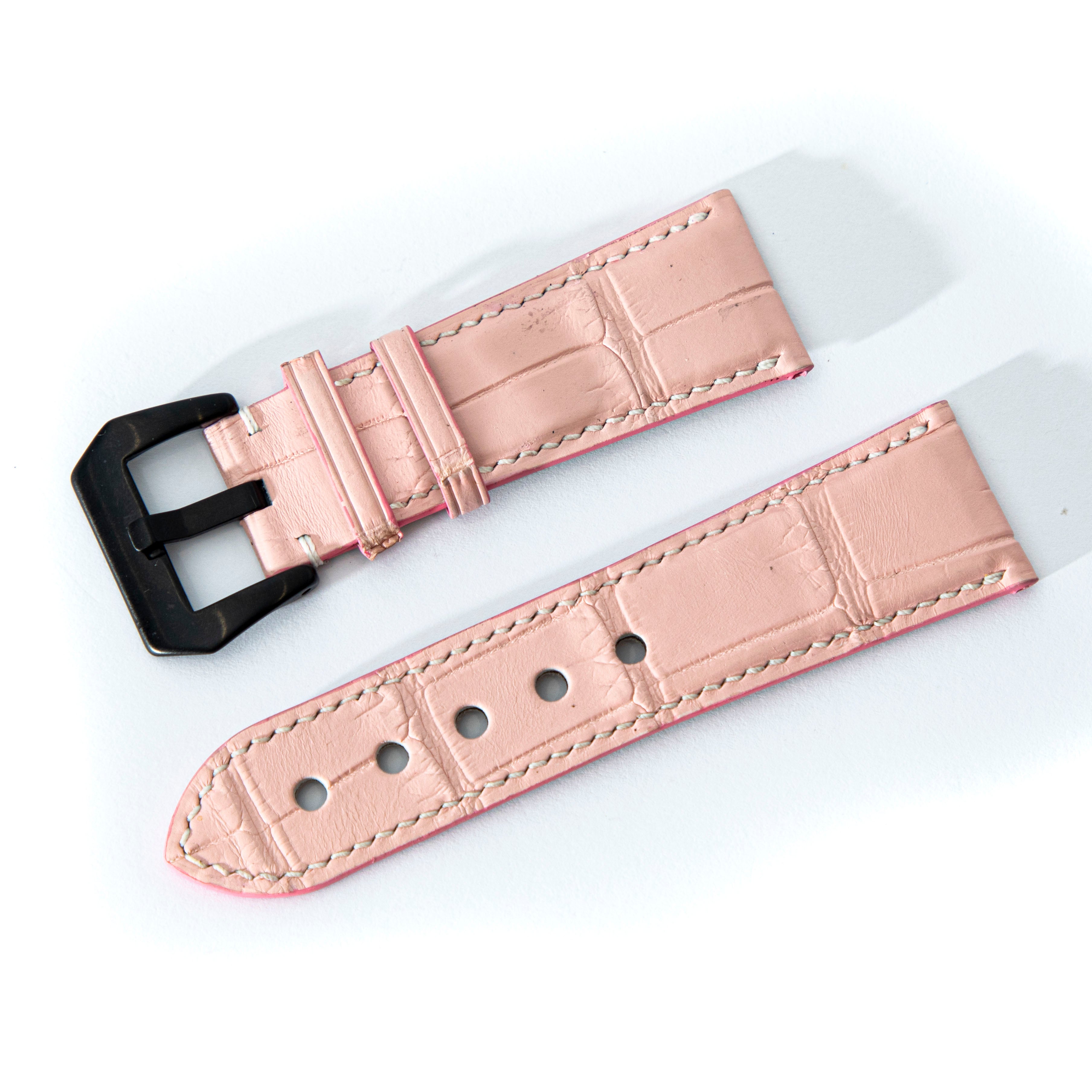 PINK CROCODILE BELLY LEATHER STRAP