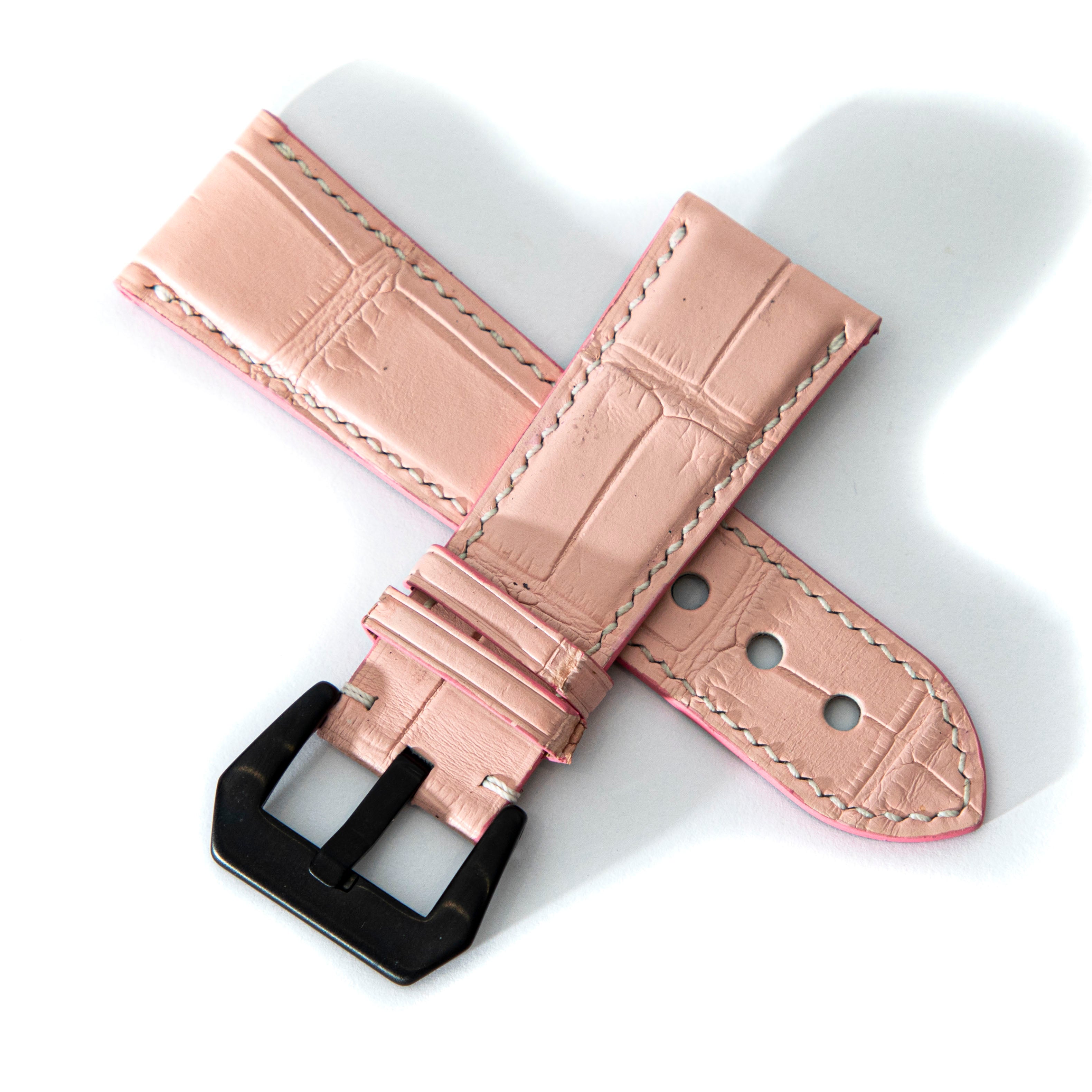 PINK CROCODILE BELLY LEATHER STRAP