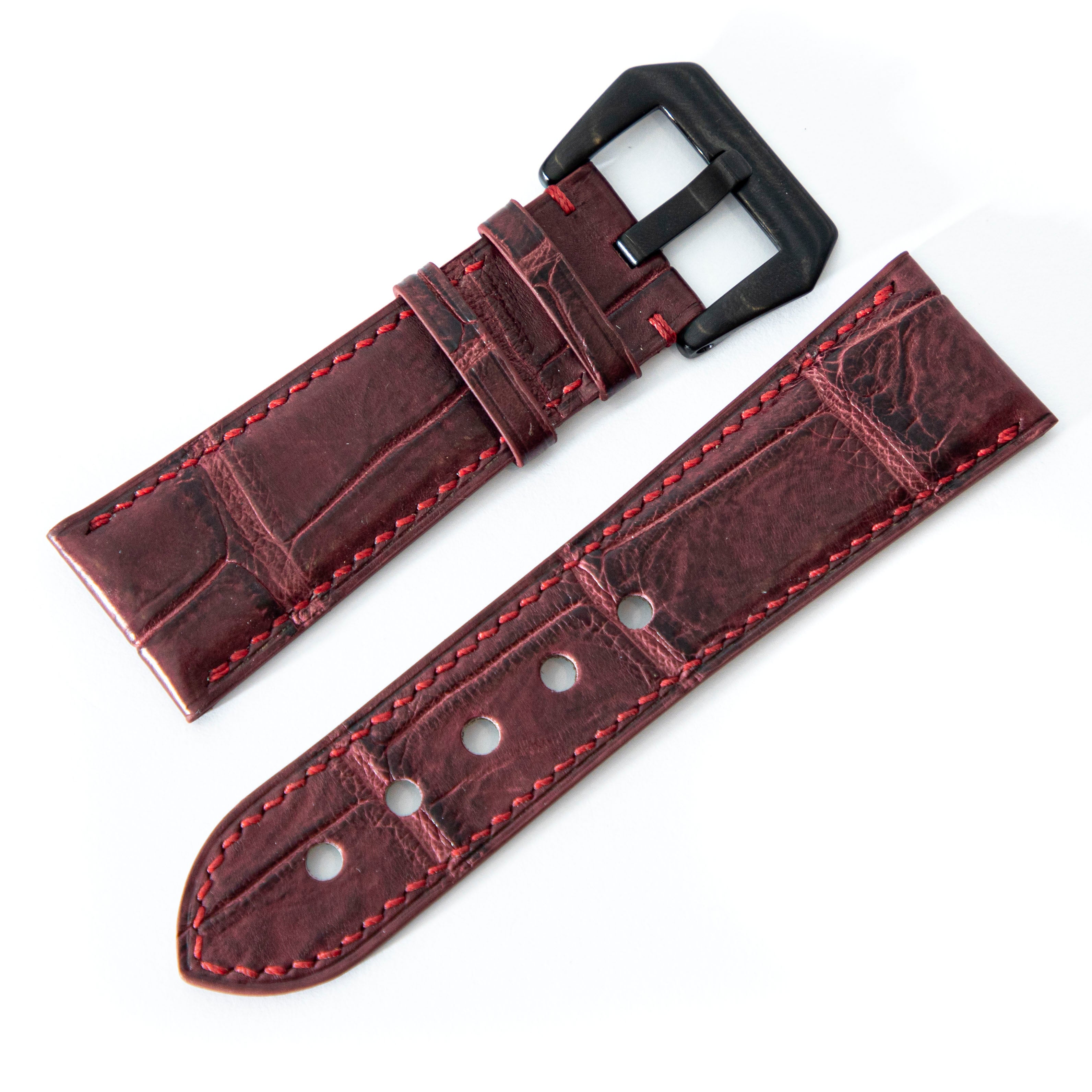 RED CROCODILE BELLY LEATHER STRAP