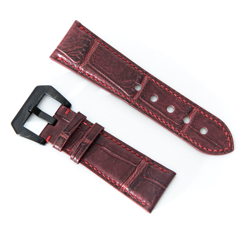 RED CROCODILE BELLY LEATHER STRAP