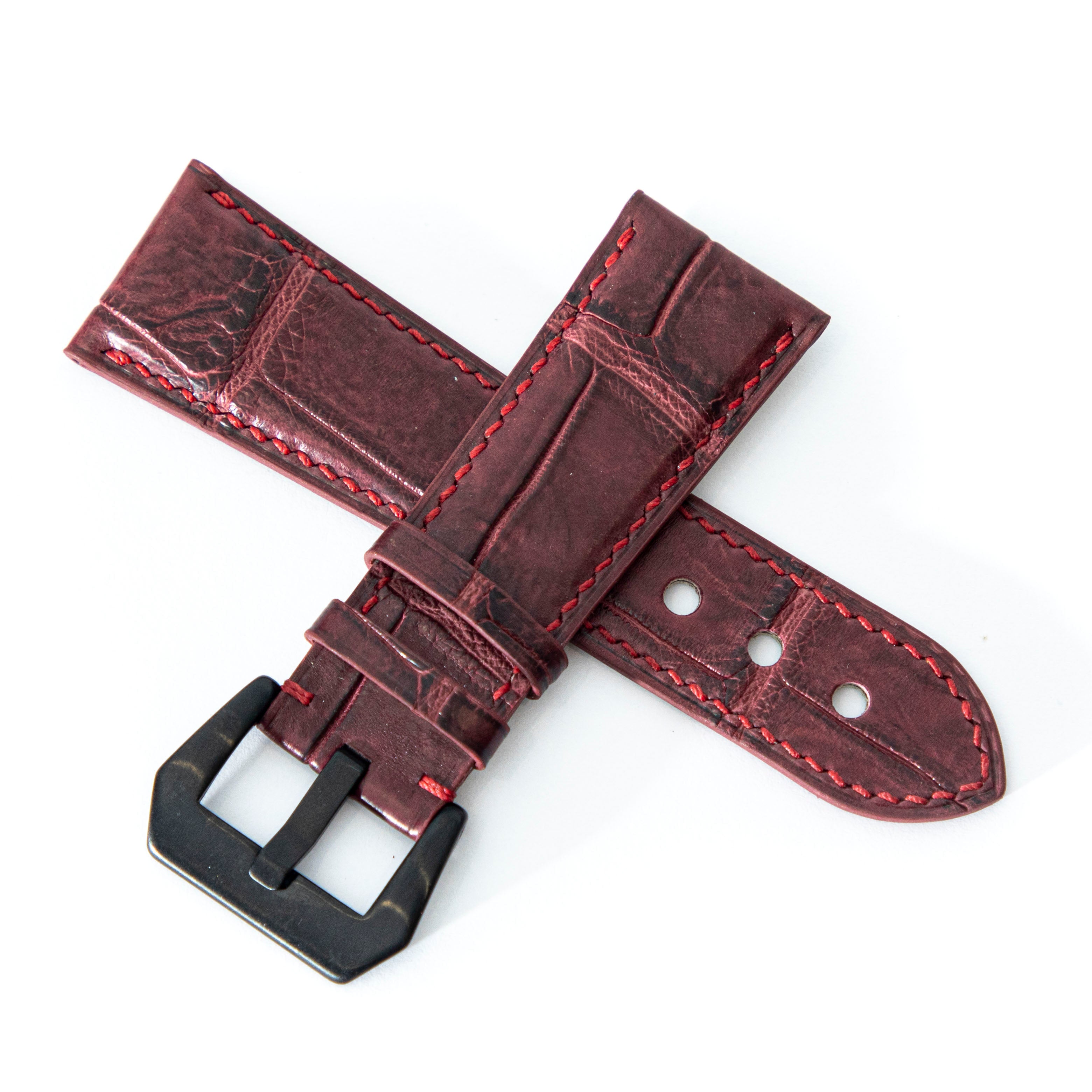 RED CROCODILE BELLY LEATHER STRAP