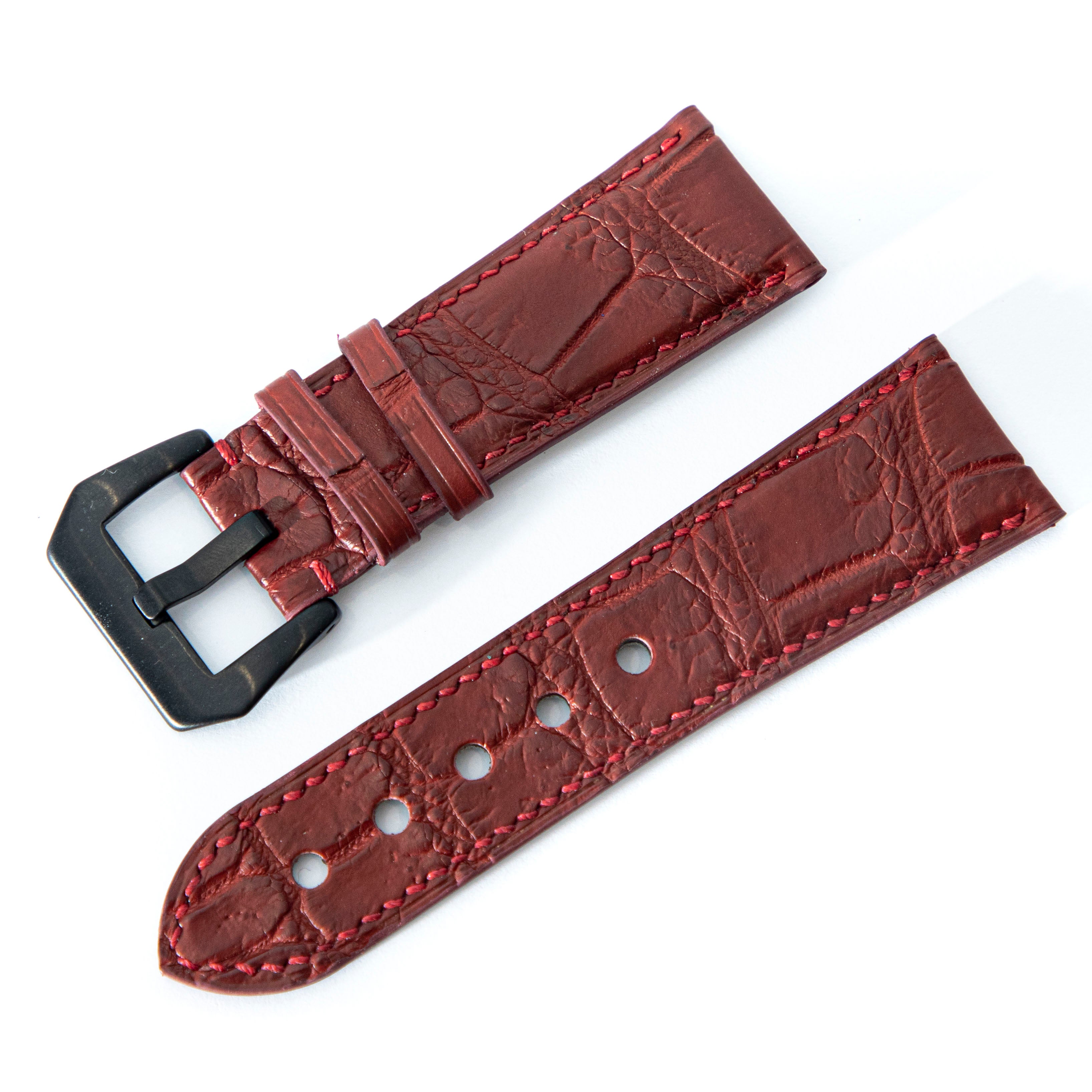 RED CROCODILE BELLY LEATHER STRAP
