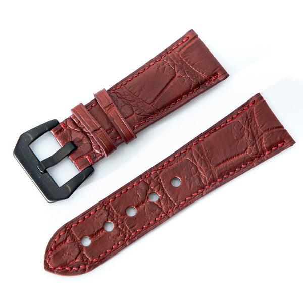 RED CROCODILE BELLY LEATHER STRAP