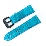 BLUE CROCODILE BELLY LEATHER STRAP