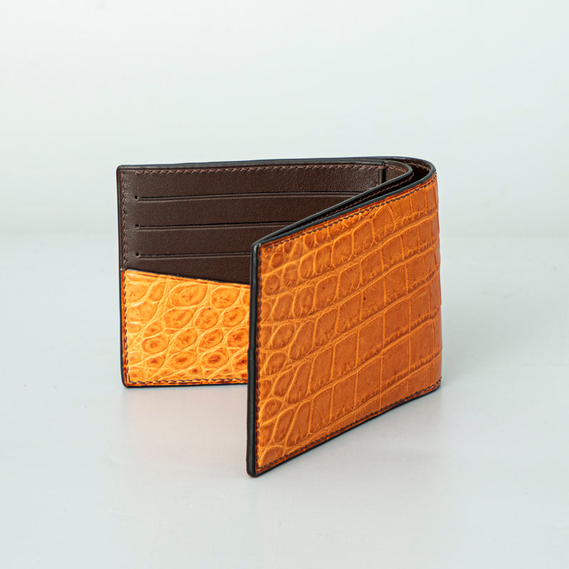 Orange Crocodile leather wallet