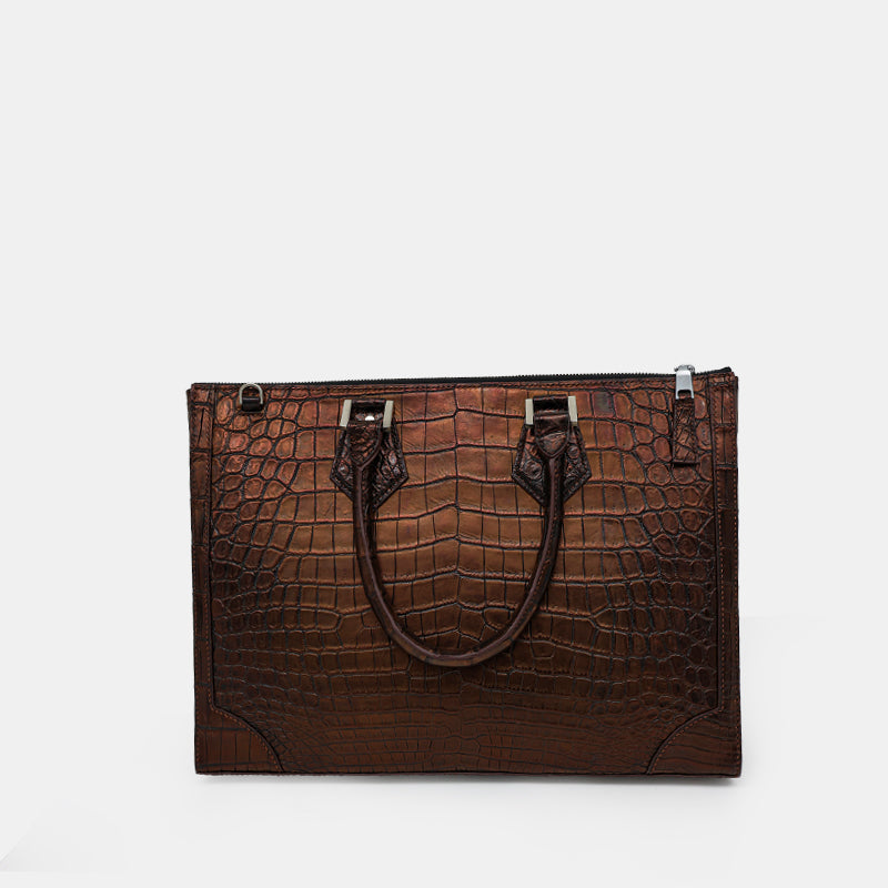 BROWN HANDMADE GENUINE CROCODILE BAG