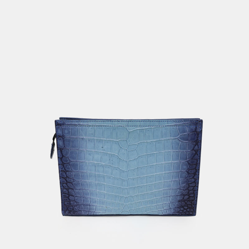 BLUE HANDMADE GENUINE CROCODILE CLUTCH