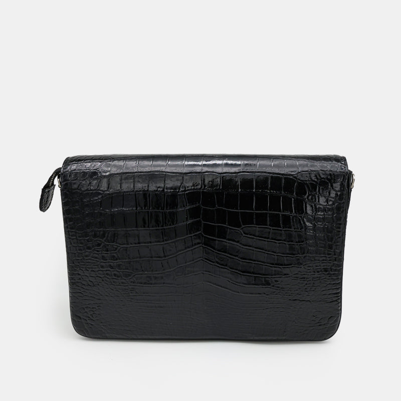 BLACK HANDMADE GENUINE CROCODILE BAG